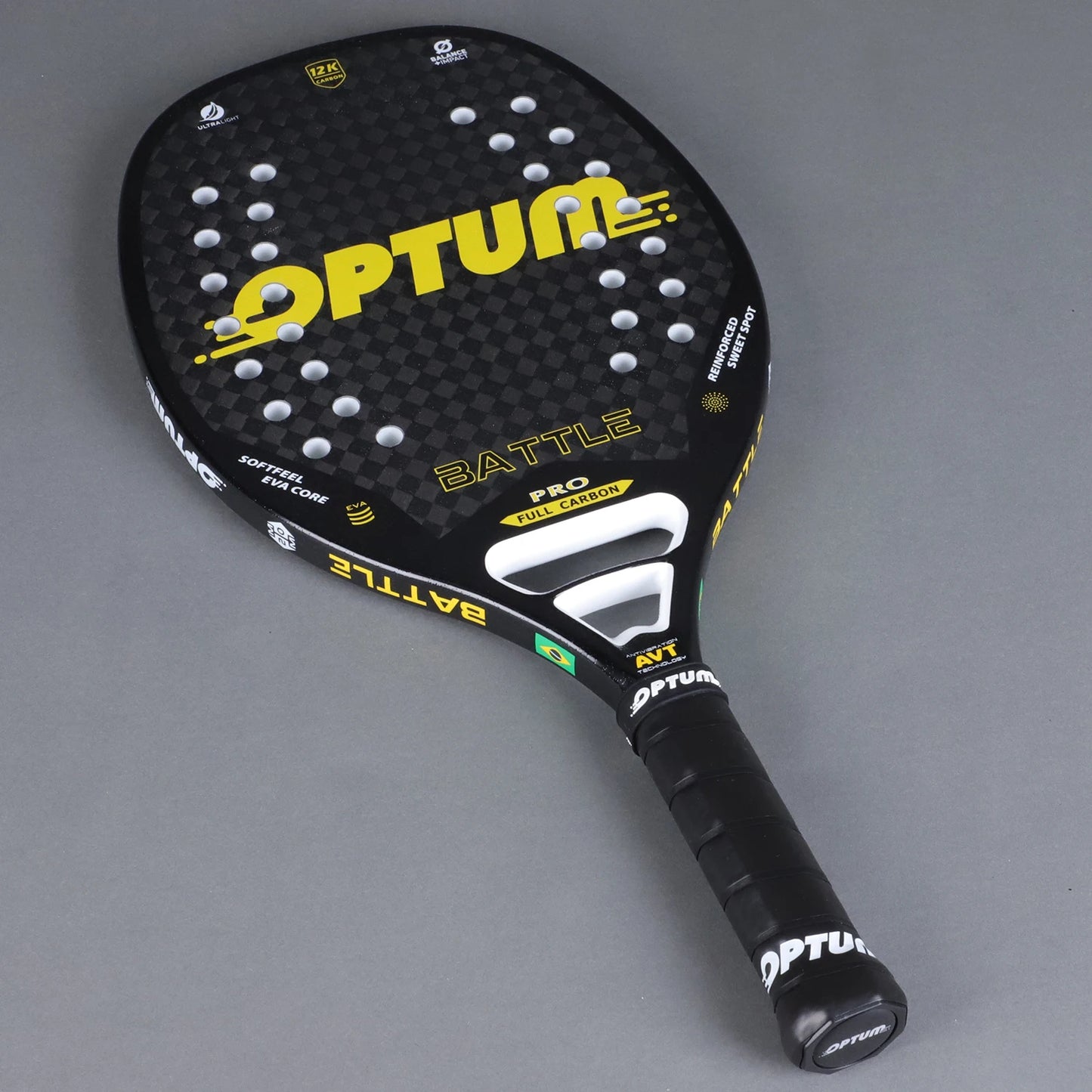 Raquete Profissional OPTUM BATTLE CARBONO 12K — Fibra de Carbono com Superfície Rugosa e Capa Premium
