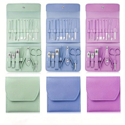 Kit Manicure e Pedicure Profissional com 16 Peças — Cortadores de Unha, Alicates e Estojo Premium para Viagem