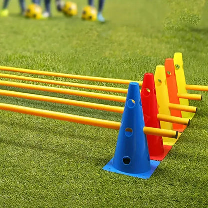 Kit 5 Cones de Treinamento 32cm Furados: Obstáculos de Alta Visibilidade para Futebol e Basquete