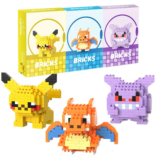 Blocos de Montar Pokémon, Pikachu e Charizard — Mini Figuras de Ação Divertidas para Crianças e Presentes de Aniversário