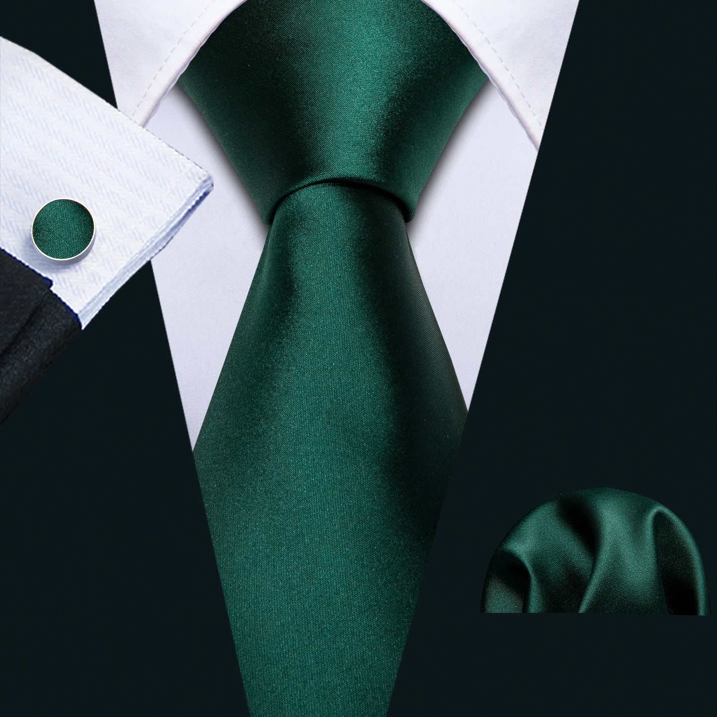 Conjunto Premium de Gravata de Seda Masculina com Lenço e Abotoaduras — Elegante para Casamento, Festa e Social