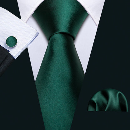Conjunto Premium de Gravata de Seda Masculina com Lenço e Abotoaduras — Elegante para Casamento, Festa e Social
