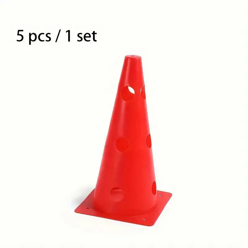 Kit 5 Cones de Treinamento 32cm Furados: Obstáculos de Alta Visibilidade para Futebol e Basquete