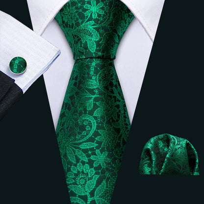 Conjunto Premium de Gravata de Seda Masculina com Lenço e Abotoaduras — Elegante para Casamento, Festa e Social