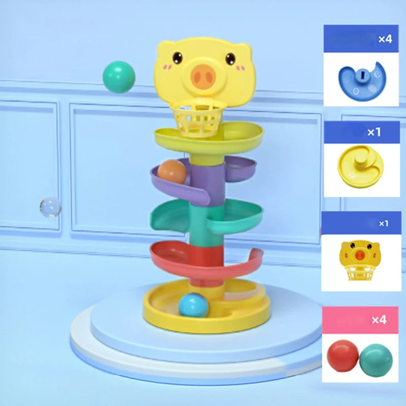 Brinquedo Montessori com Bolinhas Deslizantes – Torre Educativa de Encaixe e Desenvolvimento Infantil para Bebês