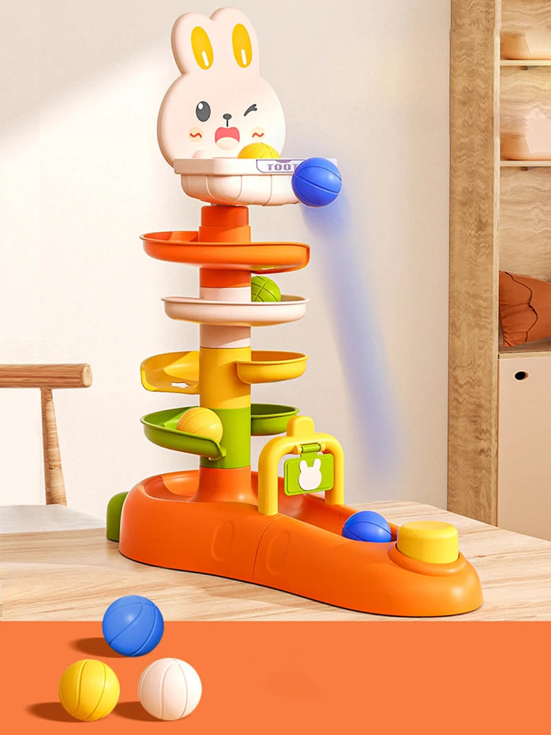 Brinquedo Montessori com Bolinhas Deslizantes – Torre Educativa de Encaixe e Desenvolvimento Infantil para Bebês
